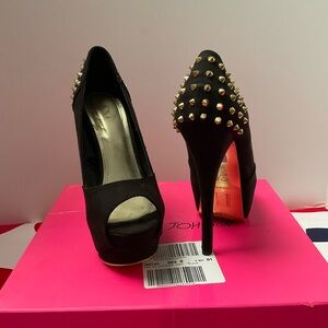 Betsey Johnson Black Studded High Heel Shoes